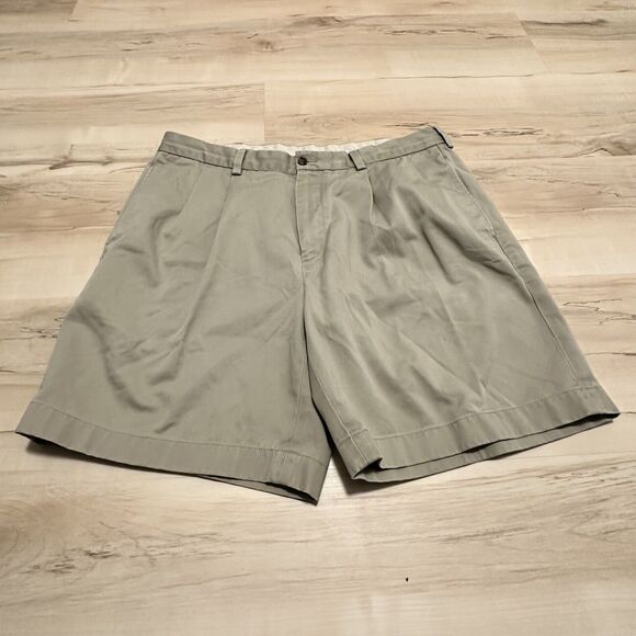 346 Brooks Brothers Men W36 8' Advantage Short 100% Cotton Chino Beige - Picture 1 of 5